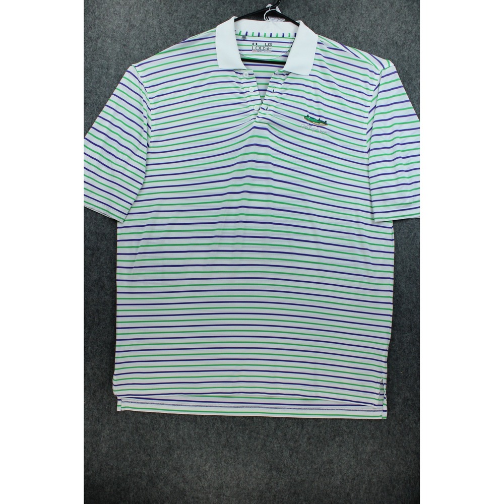 Under Armour HeatGear Loose Golf Polo Shirt Mens Large Striped Coeur d'Alene